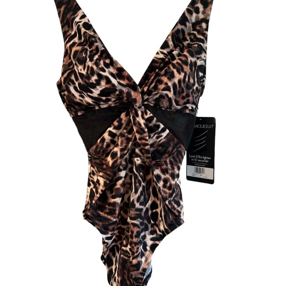 MIRACLE-SUIT BROWN ANIMAL PRINT SWIMSUIT - Picture 3 of 4